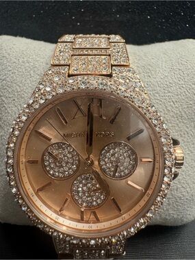 Michael Kors Oversized Camille Pavé Rose Gold-Tone Watch